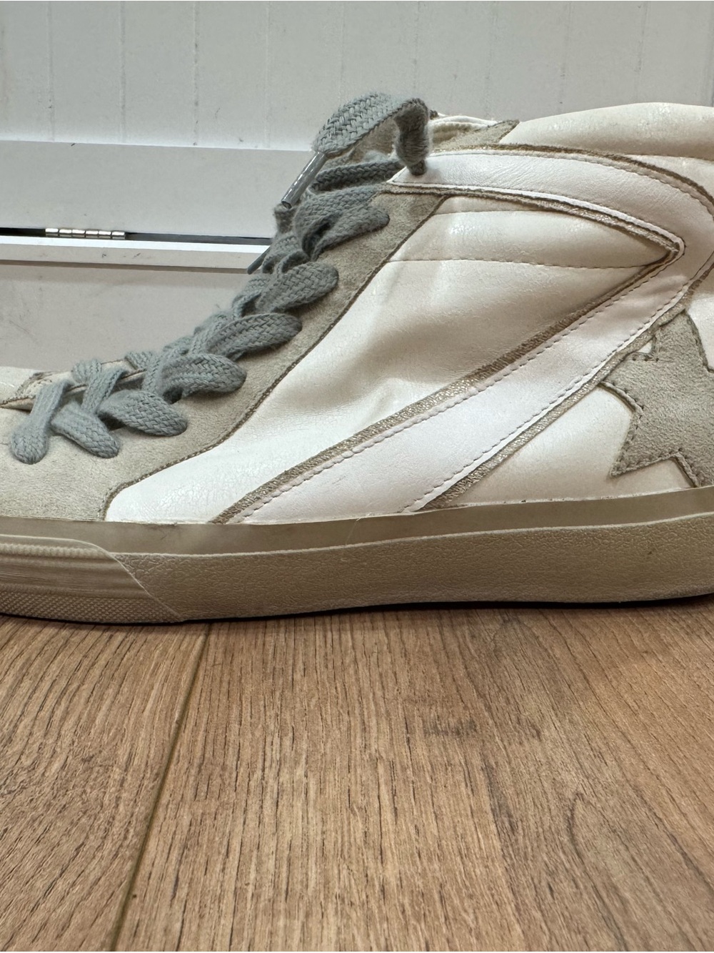 Women's Cream and Gray High-Top Sneaker ShuShop